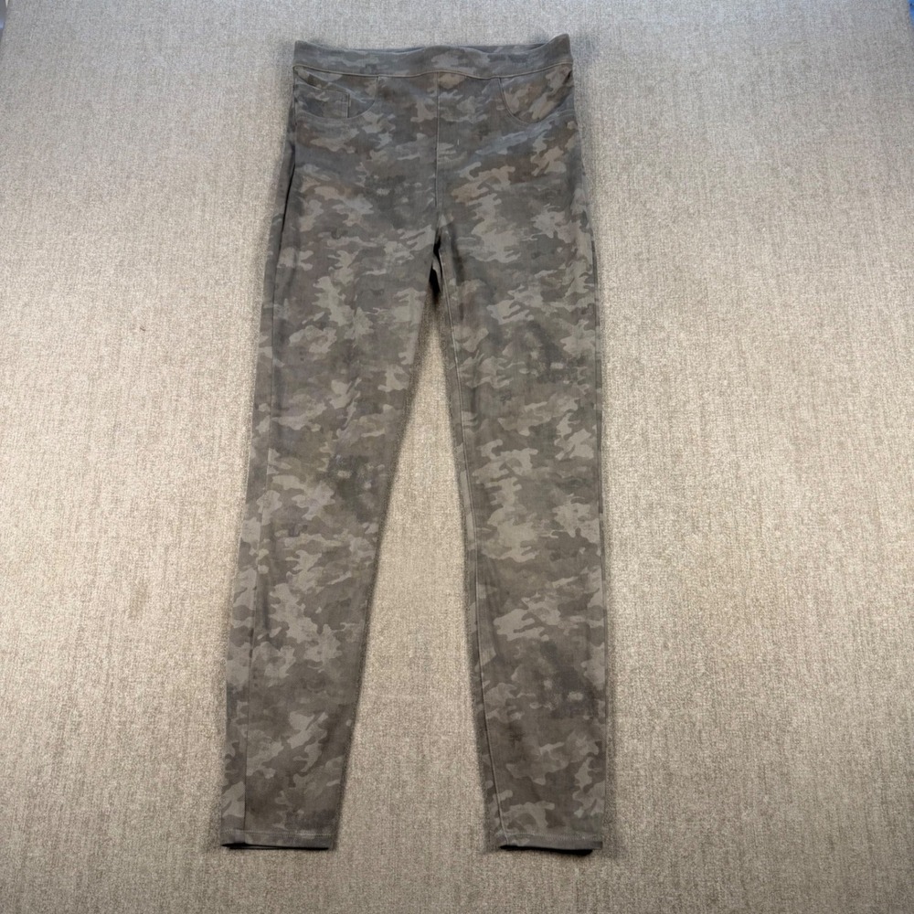 Spanx Jean Fabric Leggings Women M Gray Camo High Waist Pull On Slimming Stretch